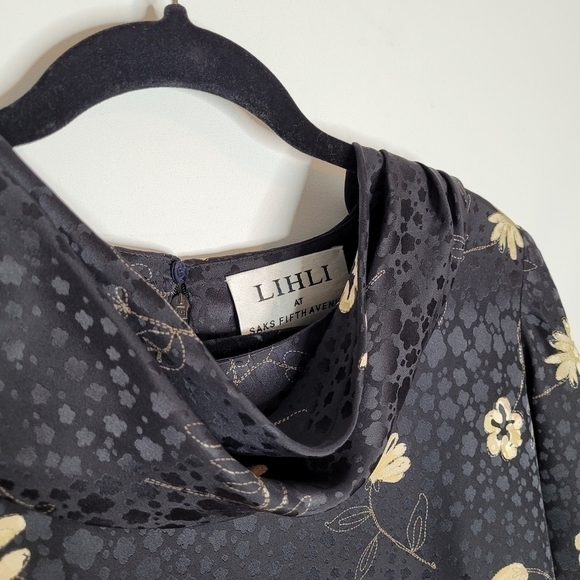 LIHLI Saks Fifth Black Silk Floral Dress - Picture 8 of 14